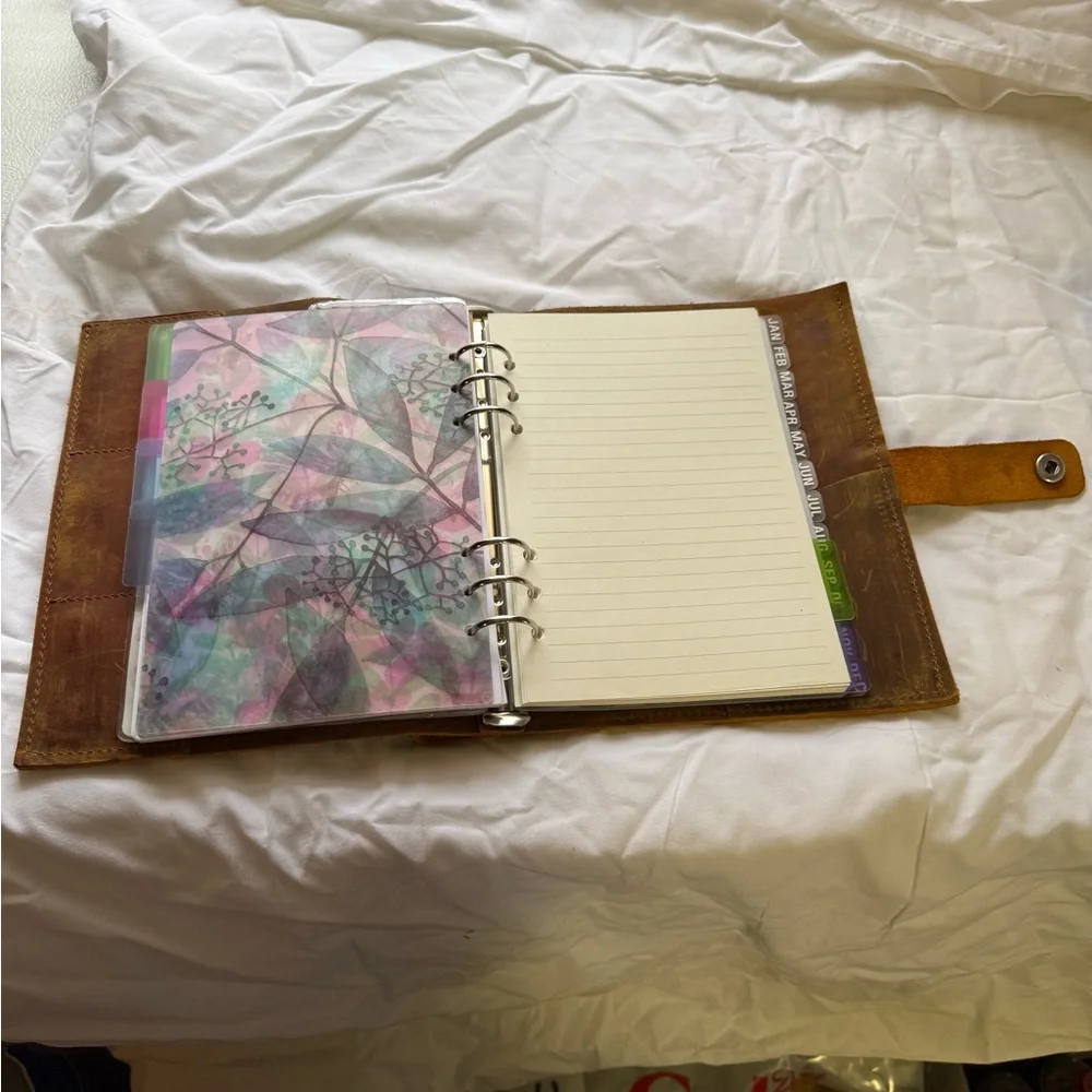 Leather Ring Binder Journal Organizer - Brown